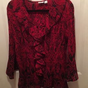 Beautiful red and black shirt.